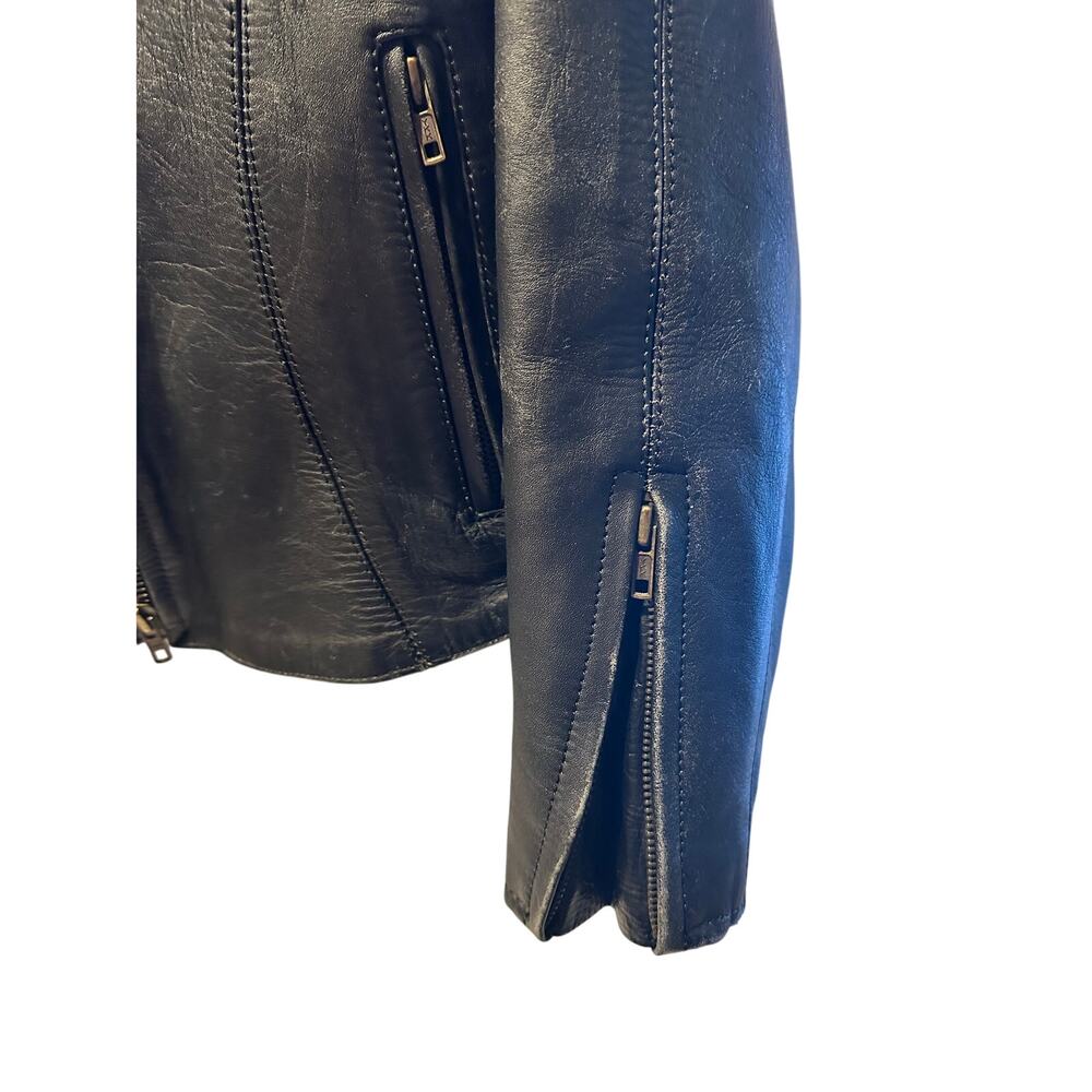 Mega Force Thinsulate heavy distressed leather motorcycle jacket Sz Med Vintage - Picture 7 of 11